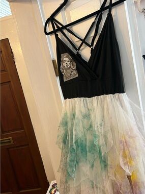 Hand printed hand painted art tutu dress